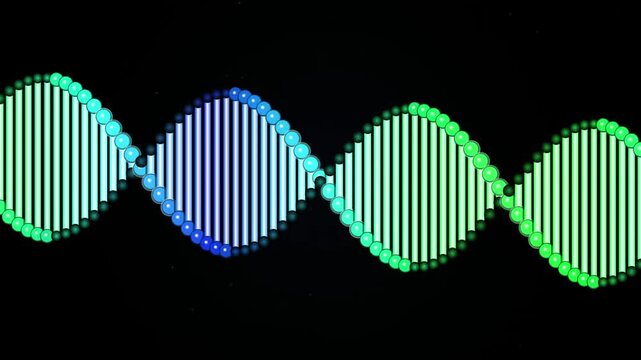 Neon DNA Double Helix Animation - Cyan Green Scientific Motion 4K