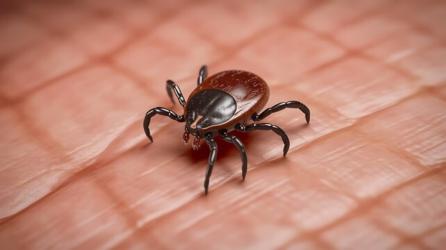 Closeup of a tick attached to human skin showing parasite infestation and health risk