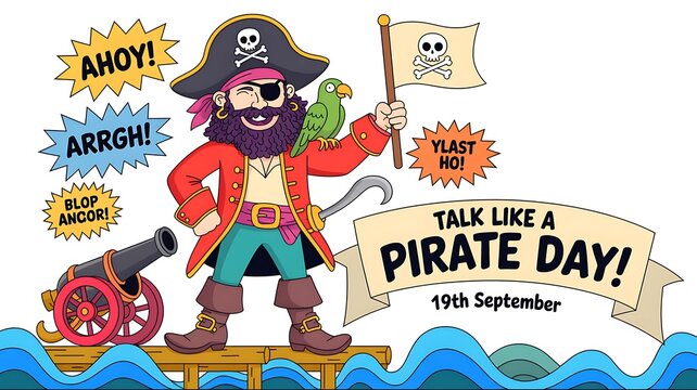 Cartoon pirate character for talk like a pirate day