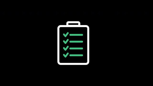 Checklist Task Clipboard With List Animation Graphics On Black Background