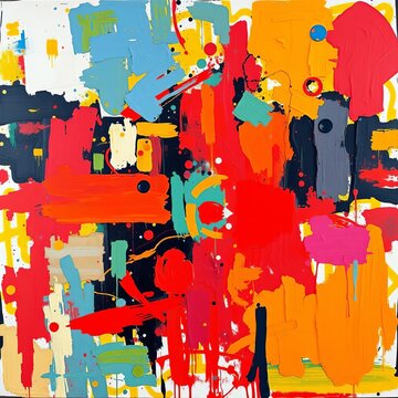 Abstract expressionist painting with bold, energetic brushstrokes and layered textures, conveying raw emotion and intensity,  emotion,  painterly