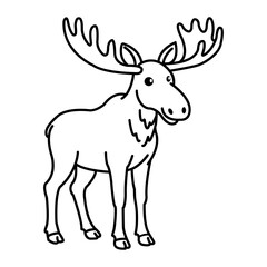 Fototapeta premium Elk Cute Cartoon Animal Vector Illustration.