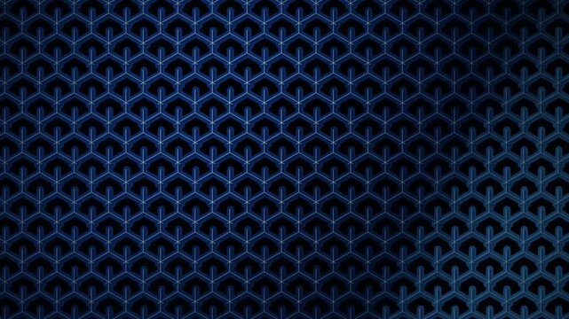 Blue Hexagonal Grid Animation | Dark Honeycomb Pattern Background 10s