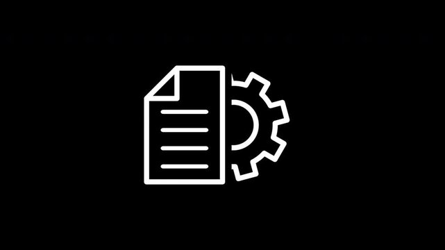 Document Settings Gear Cogwheel Icon For Technical Configuration And Setup On Black Background