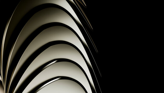 Abstract curved architectural building facade with layered design