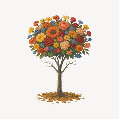 Obraz premium Vibrant floral tree illustration