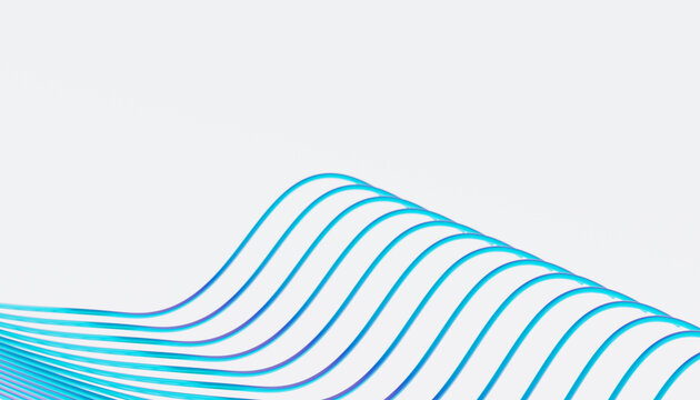 Blue curved lines forming an abstract wave pattern on light background