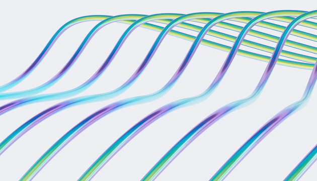 Colorful curved lines forming abstract pattern with rainbow gradients