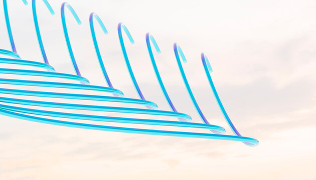 Abstract blue spiral tubes with curved loops in modern artistic design