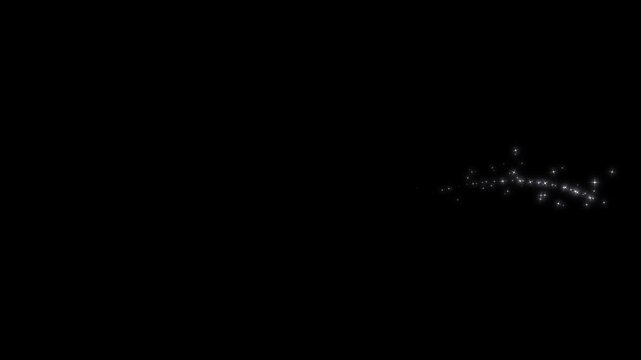 Glitter sparkle shine stars line trail white twinkling particles animation luxury white glitter sparkles star trail, magic dust, pixie dust path black screen. background video 4k loop