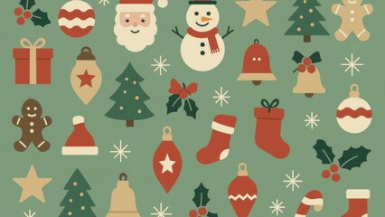 Naklejka premium Festive holiday icons collection desktop wallpaper
