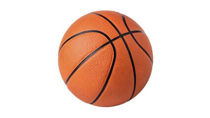 Fototapeta premium Classic orange leather basketball ball with black lines isolated on transparent background