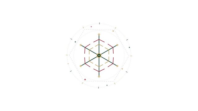 Hexagonal Molecular Crystal Grid and Radar Infographic Element Animation