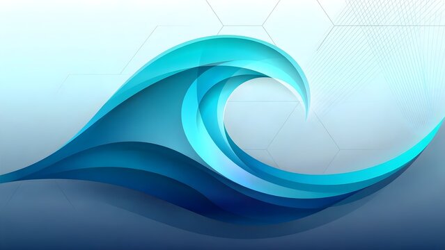 Sleek Modern Tsunami Wave Presentation Background with Dynamic Geometric Water Surge Blue Layers and Clean Copy Space for Corporate Pitch Deck Slide Template Visual Assets Layout