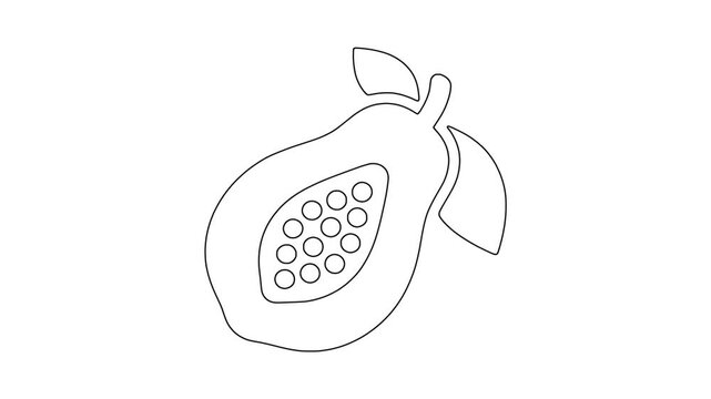 Cut pear with seed, fresh food, healthy produce, animated icon