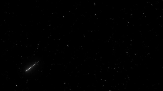 Twinkling stars background animation with shooting stars on black background.Animated flickering starfield for night sky background, cinematic on Motion graphic 4k animation video.