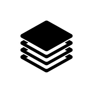 Black stack of layers icon for graphic design software
