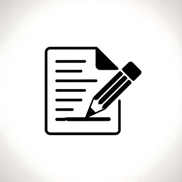 Black pencil writing on paper document icon