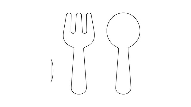 Fork and spoon kit, fresh food, healthy produce, animated icon
