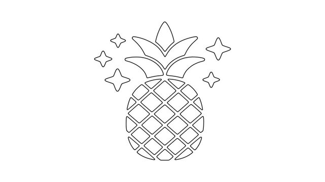 Sparkling pineappl, fresh food, healthy produce, animated icon