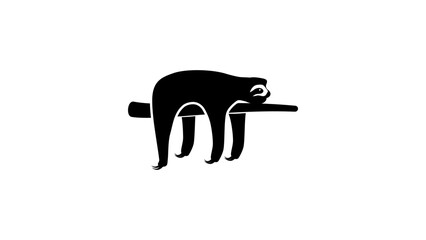 Fototapeta premium sloth on a branch, black isolated vector silhouette