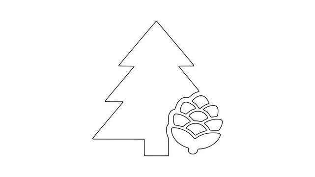 Pine tree with pin, fresh food, healthy produce, animated icon
