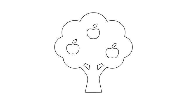 Fruit tree with ap, fresh food, healthy produce, animated icon