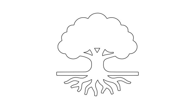 Large tree with ro, fresh food, healthy produce, animated icon