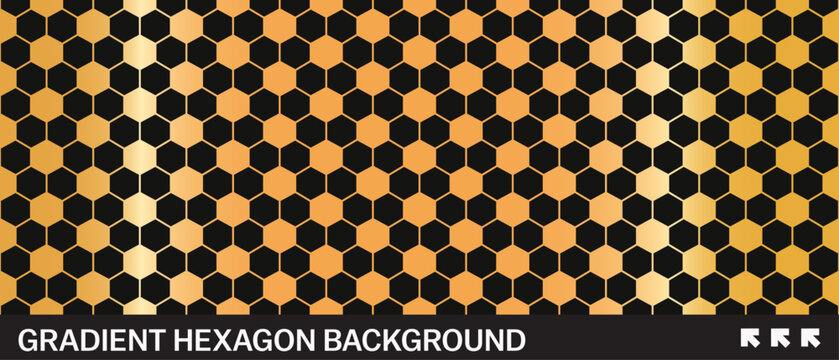 Gold soccer hexagon seamless pattern. Metallic gradient honeycomb mosaic bg. Geometric football background.
