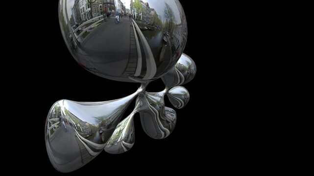 Abstract morphing chrome liquid sculpture animation