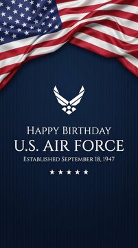 Happy birthday us air force poster with american flag and official logo