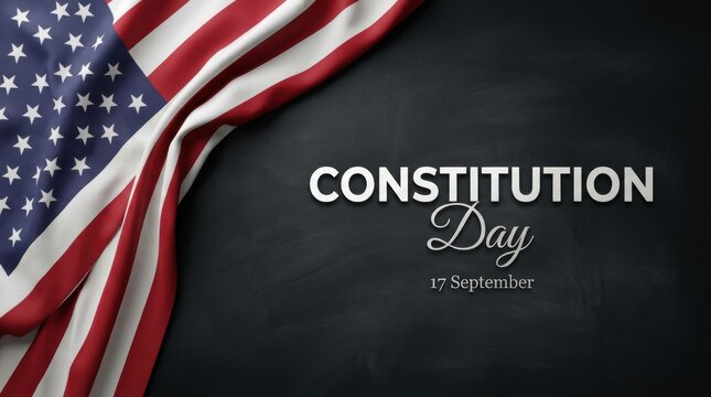 American flag with text for constitution day on september 17