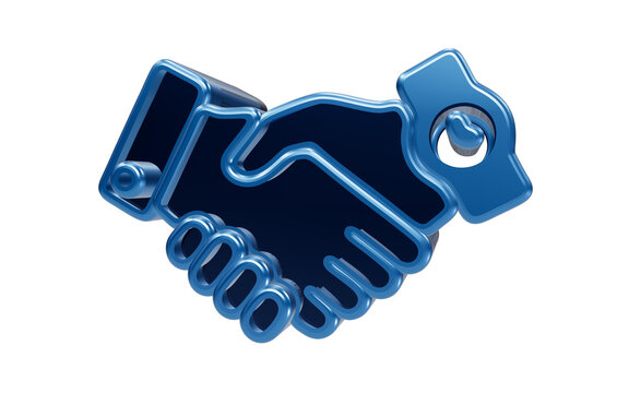 Handshake Agreement Icon: A stylized blue icon depicting a handshake, symbolizing partnership, trust, and a business deal or agreement.