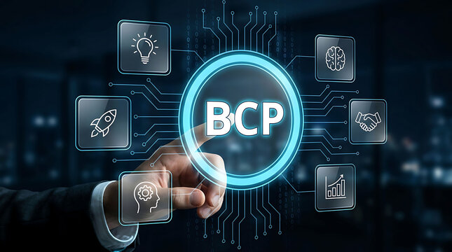Business Continuity Plan BCP Concept with Digital Interface and Networking