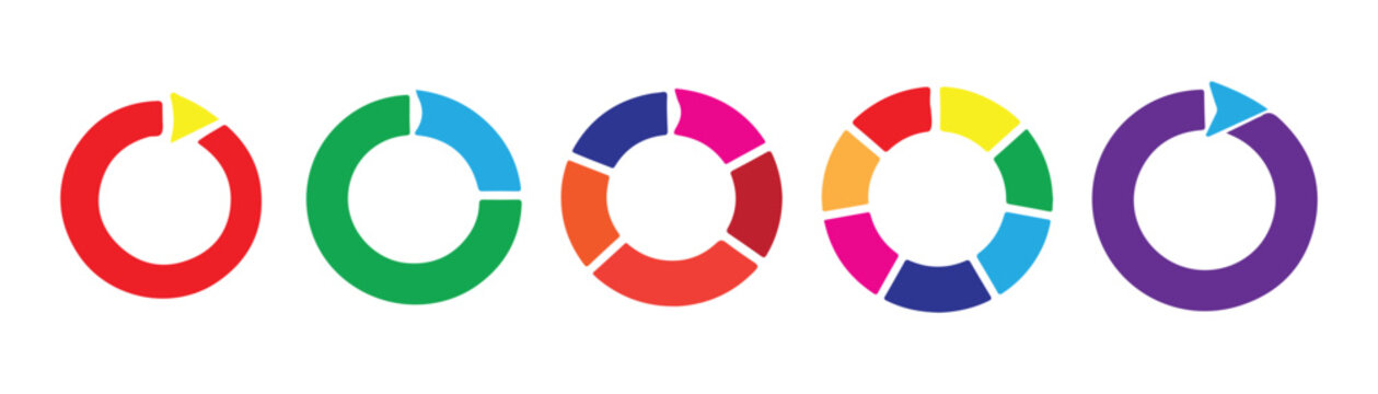 Circle arrows diagram and pie graph set for business cycles, process flow, charts and infographics.