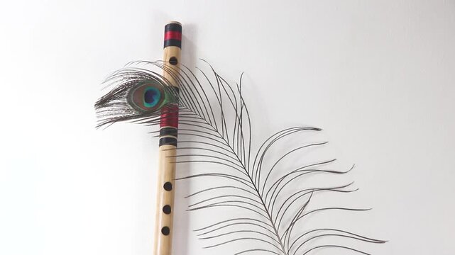 krishna Flute and peacock feather. Krishnastami Special. krishan janamashtami, krishna jayant