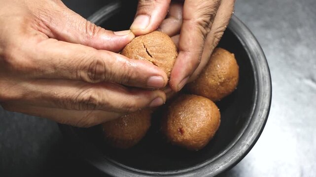 healthy atta ladoo good for strength made during winter in india.