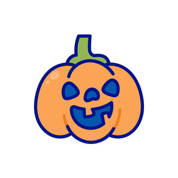 Cute Halloween Pumpkin Cartoon Icon