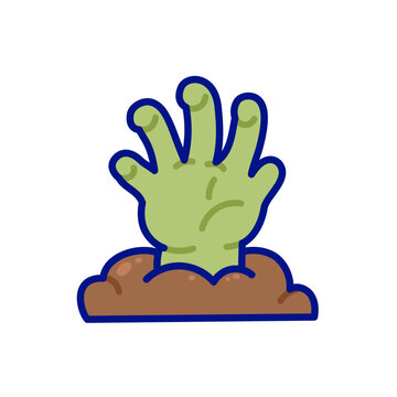 Cute Halloween Zombie Hand Cartoon Icon