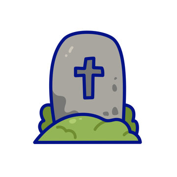 Cute Halloween Tombstone Cartoon Icon