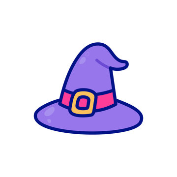 Cute Halloween Witch Hat Cartoon Icon
