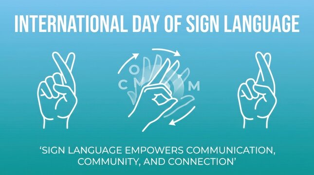International day of sign language poster with hand gestures and typography