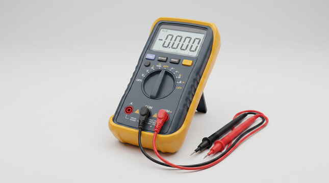 Digital Multimeter Electrical Testing Device With Probes Isolated On White Background