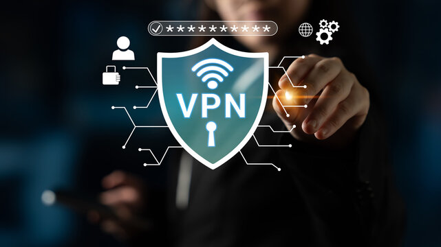 Person Interacting with VPN Icon on Digital Screen Representing Cybersecurity and Network Protection in Modern Technology Environment Haptic.