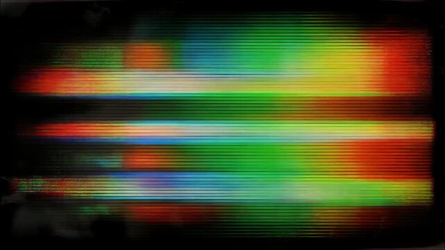 Abstract horizontal lines with glitch effects and vibrant colors.