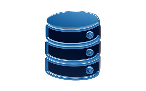 Database Icon: A stylized blue icon representing a database, with three stacked cylinders and subtle metallic sheen, symbolizing data storage and management.