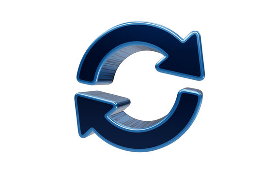Circular Arrows Icon: A 3D render of two intertwined circular arrows in a deep blue hue, symbolizing processes, continuity, and refresh.