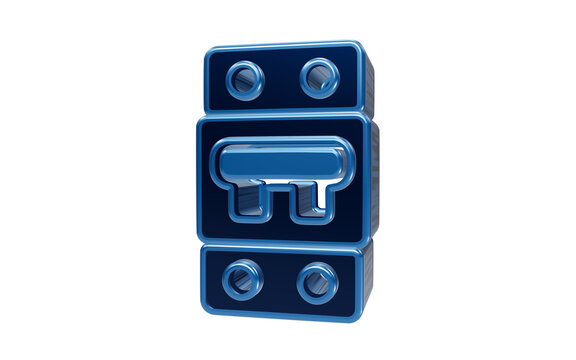 Blue Circuit Breaker: A 3D rendering of a blue circuit breaker, symbolizing electrical safety and power control, isolated on a plain background.