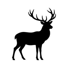 Fototapeta premium Stag Deer Silhouette Standing Side View Vector Icon