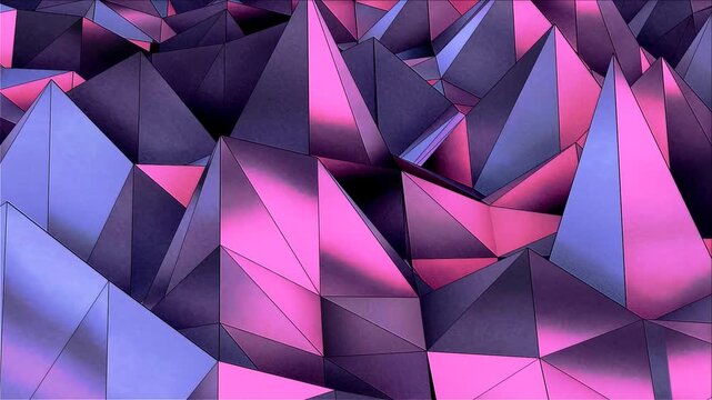 abstract red triangle background. Abstract background with polygonal surface from concrete or plastic and metallic lines and spheres as net. Animation of seamless loop.	
